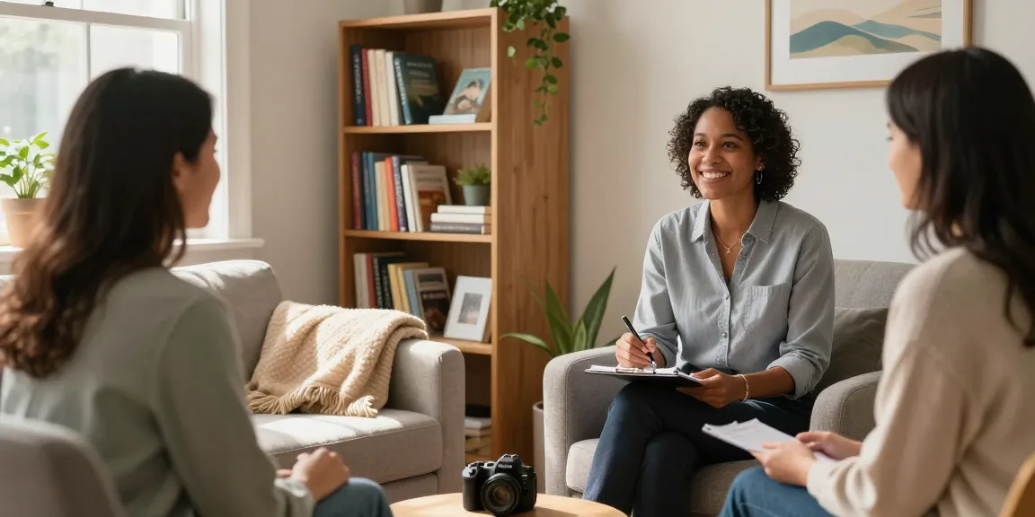 Counseling Norfolk session showing therapist and client in a warm office setting, promoting mental health and wellness.