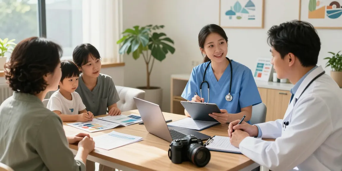 Healthcare professional providing compassionate canada care to diverse patients in a welcoming clinic.