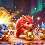 Bowling pangolins celebrating casino fun with crazyvegas theme in a vibrant atmosphere.